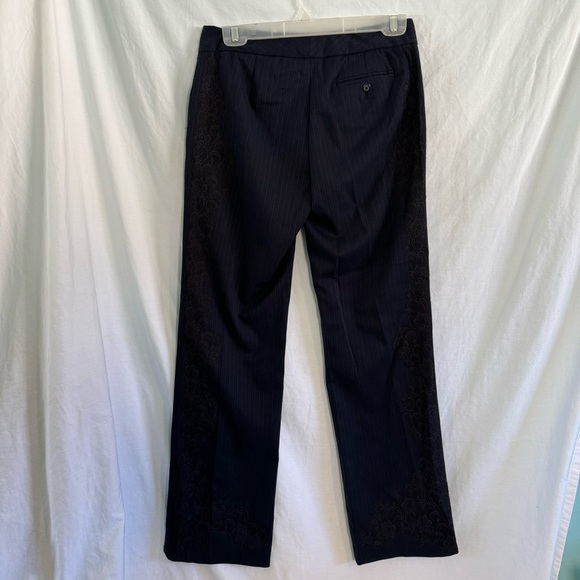 Express Navy Blue Lace Pinstripe Wool Blend Stretch Dress Trousers Pants Sz 1/2. - Picture 2 of 7